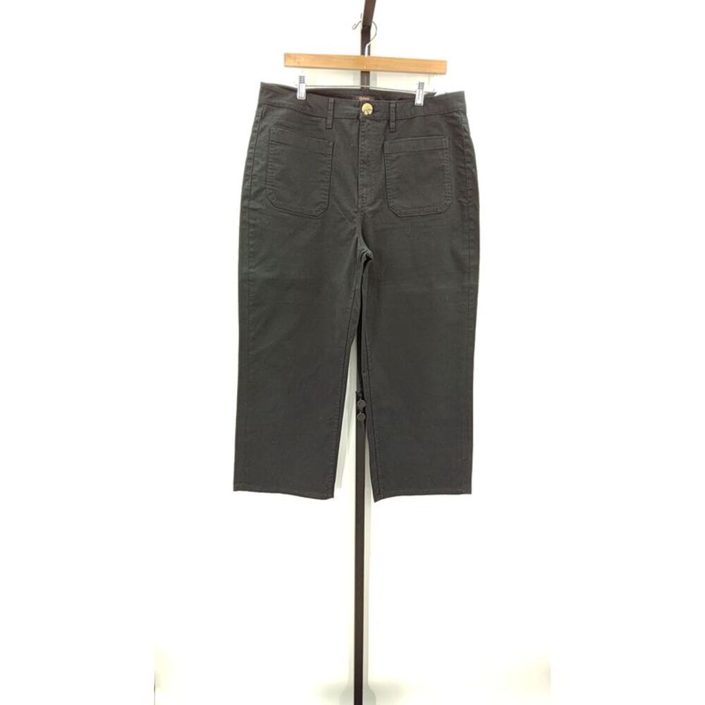 NWOT Quince organic cotton stretch chino cropped wide leg pants Black size 16